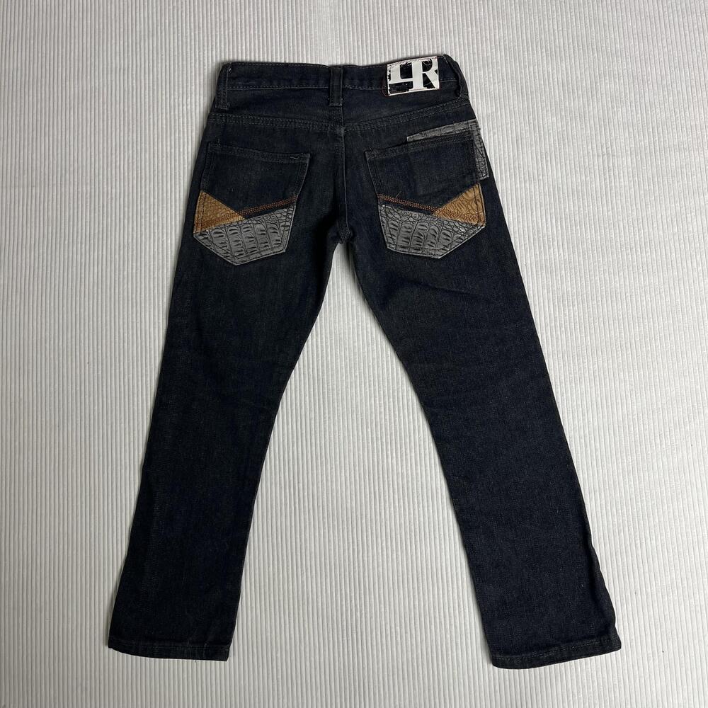 LR Scoop Jeans Kids 8 Blue Dark Wash Straight Leg Denim Croc Back Pockets
